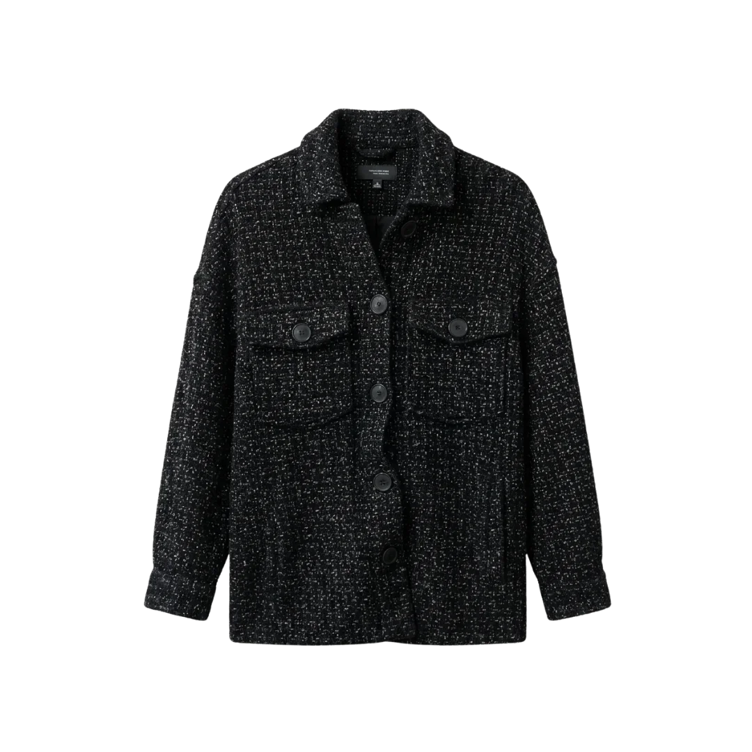 Abrigo Tipo Sobrecamisa Zara de Algodón Tweed con Cuatro Bolsillos