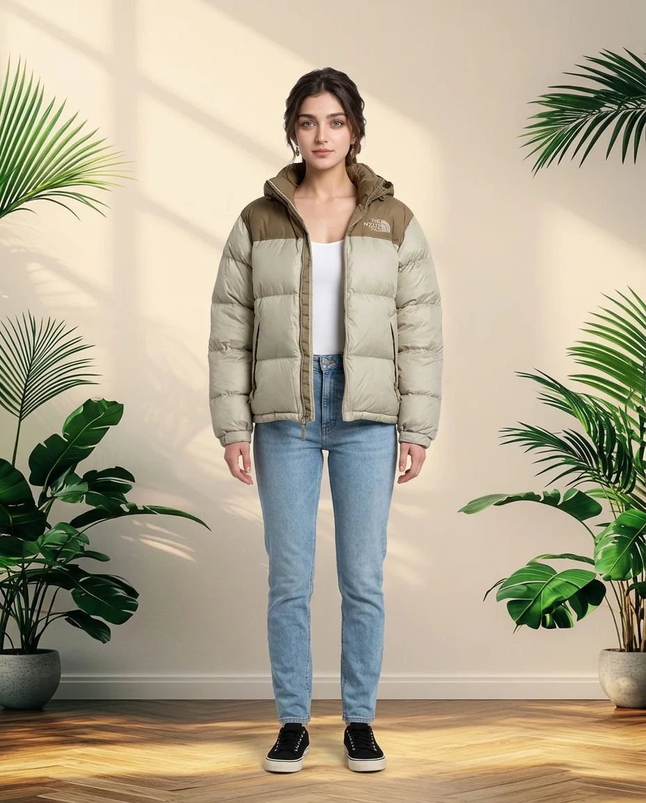 Chaqueta Acolchada The North Face – Café Camel y Beige