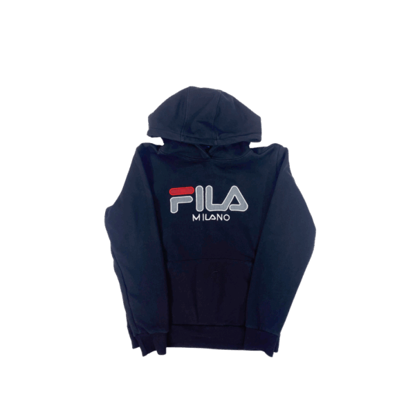 Poleron con Capucha Fila Milano Negra Logo Grande