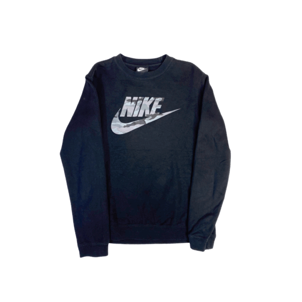 Poleron Nike de Cuello Redondo con Logo Camuflado en Negro
