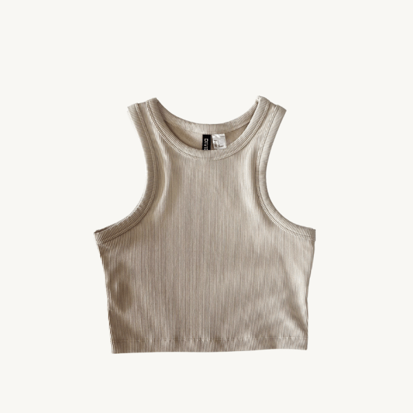 Crop Top H&M - Beige Acanalado