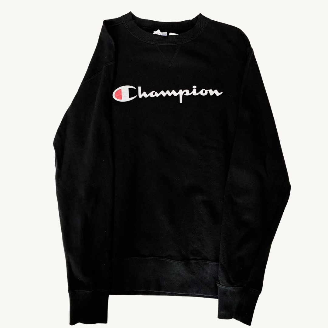 Poleron Champion Negro sin Gorro